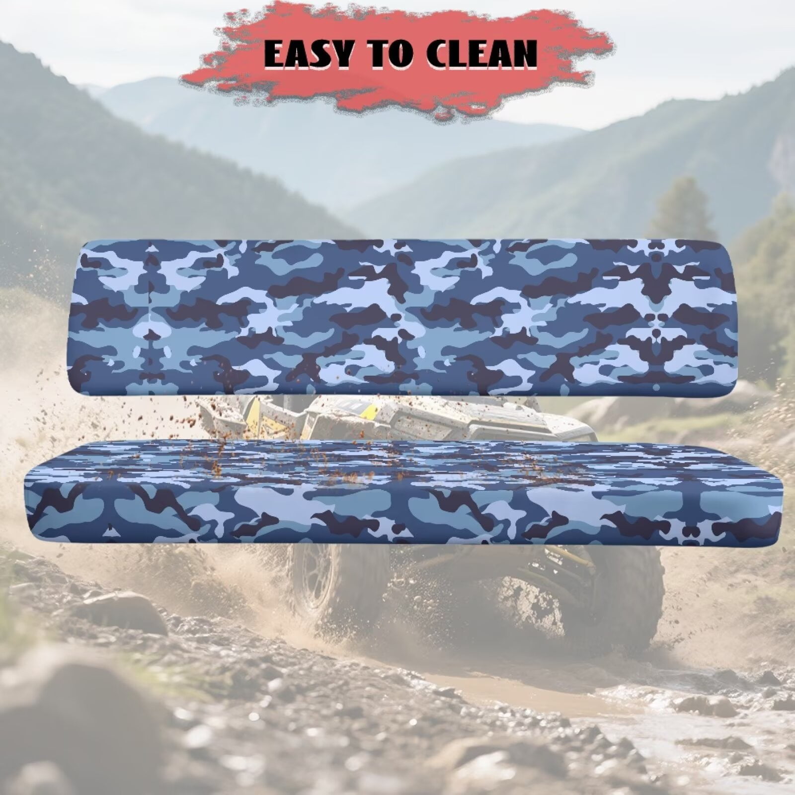 Uorisanigo UTV Bench Seat Cover Set Compatible with Kawasaki Mule 3010 Diesel 4x4 2003-2008 Blue Camouflage Print Mule Seat Cover All Season Weather Proof Covers Easy Installation