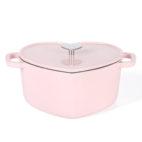 Martha Stewart 4 qt Oven Safe Cast Iron Dutch Ovens with Side Handles, Pink Set of 2