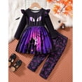 thumbnail image 2 of Weebloom Girls Halloween Outfit Set Round Neck Dress Top Long Pants Age 1 6 Years Casual Party Wear Comfy Girl Outfits Black, 2 of 7