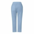 thumbnail image 4 of Women's Casual Pants Women High Waist Pants Pants With Pockets Wide Leg Cropped Pants For Women,Blue Women's Casual Pants L, 4 of 6