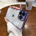 thumbnail image 1 of Luxury Plating Square Clear Phone Case For iPhone 12 13 14 Pro Max Plus Silicone Frame Shockproof Cover, 1 of 5