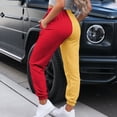 thumbnail image 4 of Hfyihgf Womens Color Block Y2k Baggy Sweatpants Drawstring High Waist Joggers Pants Trendy Relaxed Fit Trousers with Pockets(Red,M), 4 of 8