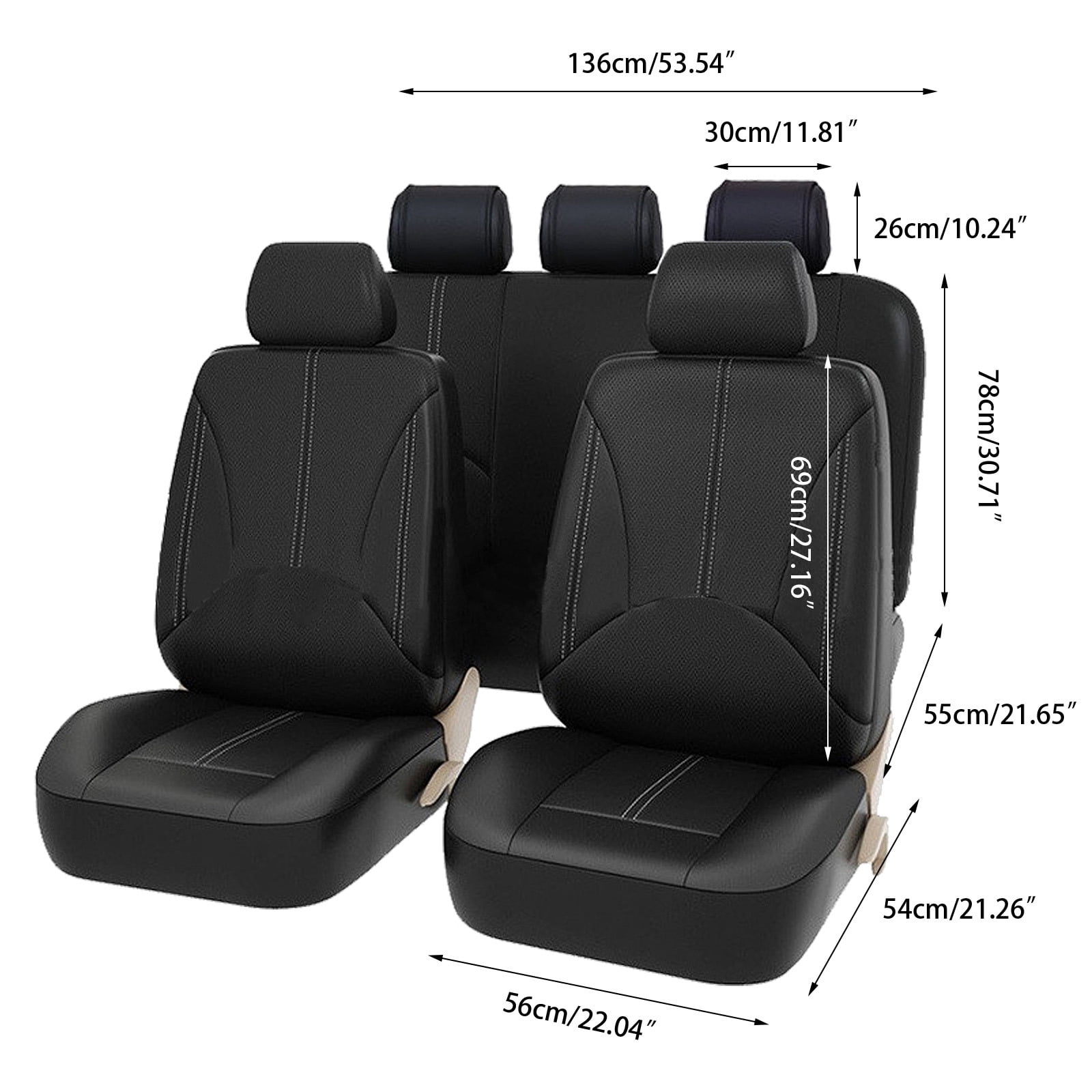OTOEZ Universal PU Car Seat Cover Breathable 5 Seats Leather Full Set Waterproof Cushion for Sedan SUV Truck