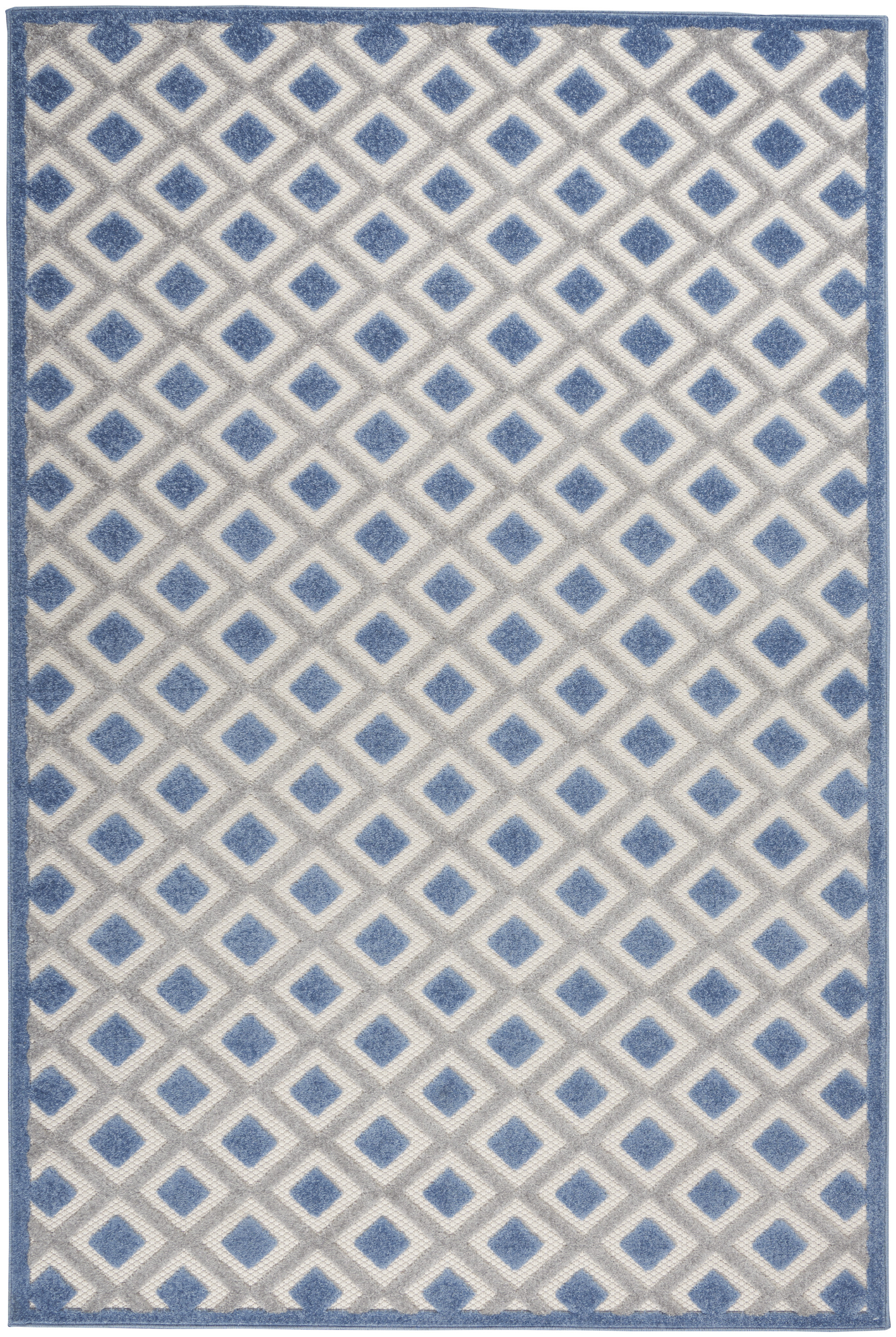 Nourison Aloha Indoor/Outdoor Blue/Grey 5'3" x 7'5" Area Rug, (5x7)