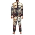 thumbnail image 7 of Salouo Flower Cat Couple Print Button-Front Long Sleeve Pajama Set for Men, Soft 2Pjs Men's Long Sleeve Sleepwear -Medium, 7 of 7