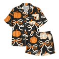 thumbnail image 4 of Summer Sales Womens Pajama Sets Funny Pumpkin Print Short Sleeve Button Top Loungewear Halloween Pajama Sets for Women 2 Piece, 4 of 4