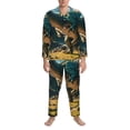 thumbnail image 3 of Yiaed Cute Green Dinosaur Blue Sky Print Men’s Pajamas Set - Long Sleeve Button Down Sleep Shirt and Pajama Bottoms Sleepwear Set Mens Pjs Sets Men's Pajama Bottoms-XX-Large, 3 of 7