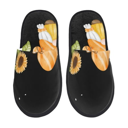 Balery Hello Spring Sunflower Gnomes Slient Indoor Furry Fleece Comfort House Shoes Soft Non-Slip Home Shoes Cotton slippers House Slippers-- Medium