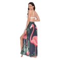 thumbnail image 3 of FORMRS Womens Long Sarong Beach Wrap Semi-Sheer Bikini Skirt Bathing Swimsuit Cover Up, Red Flamingo Pattern, 3 of 7