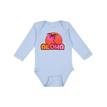 

Inktastic Pink Aloha Palm Girls Long Sleeve Baby Bodysuit