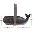 thumbnail image 3 of DecMode 4" Distressed Whale Polystone Bookends with Brown Wood Inspired Accents (Set of 2), 3 of 8