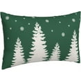 thumbnail image 4 of Christmas Pillow Covers 12x20 Inch Set of 2 Sage Green Cream Christmas Tree Snowflakes Decor Throw Pillows Winter Xmas Holiday Outdoor Lumbar Cushion Cases for Couch Bed Decorations, 4 of 5