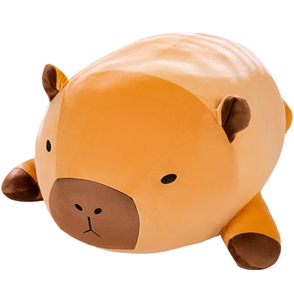 Super Fluffy Capybara Stuffed Pillow Ultra-Soft Brown Capybara Plush Hugging Pillow Adorable Guinea Pig Shape Plushie Cushion Decor Gifts/23.6''