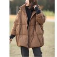 thumbnail image 3 of Chaquetas de plumón grandes de invierno 2024, chaqueta informal holgada gruesa de plumón de pato blanco al 90 %, abrigo de plumón de invierno cálido de longitud media con capucha, 3 of 5