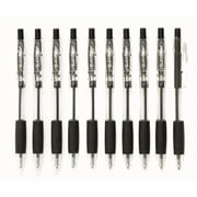Clip Click Retractable Ball Point Pens, 1.0 mm Black Ink, Set of 10