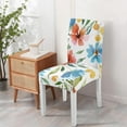 thumbnail image 4 of Set of 4 Artistic Floral Dining Chair Covers Bright Tropical Flower and Leaves Print Washable Polyester Stretch Slipcovers Removable Protector for Modern Home, 4 of 7