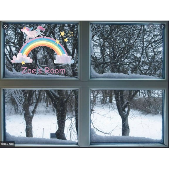 Rainbow Unicorn Sparkle Vinyl Stained Glass Film Static Cling Window Waterproof Decal for Girls Boys Kids Room Bedroom Nursery House Fun Home Decor Stickers Wall Art Vinyl Decoration (8x10 inch)