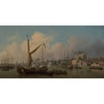 thumbnail image 2 of Samuel Scott 14x9 Black Ornate Wood Framed Double Matted Museum Art Print Titled: A View of the Tower of London, Supposed on His Majesty's Birthday (1771), 2 of 5