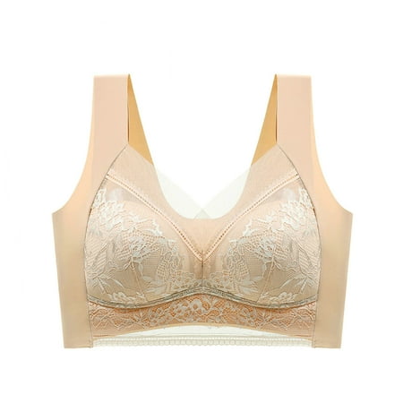 

Duixinghas Wide Shoulder Straps Beauty Back Padded Wireless Full Cup Women Bra Lace Flower Stitching Push Up Sport Brassiere