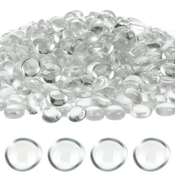 GOOHOCHY Paquete de canicas de vidrio, cuentas de vidrio transparente, piedras de relleno de jarrón, guijarros de vidrio, canicas planas, canicas decorativas para jarrón de acuario, 1 paquete