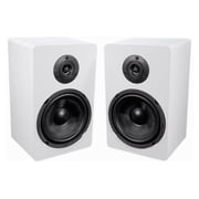 (2) Rockville RockShelf 68W White 6.5 Home Bookshelf Speakers+8 Speaker Stands