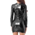 thumbnail image 4 of FRSASU Metallic Bodycon Dress for Women Stretchy Long Sleeve Crew Neck Shiny formal Dresses for Party Club Black, 4 of 5