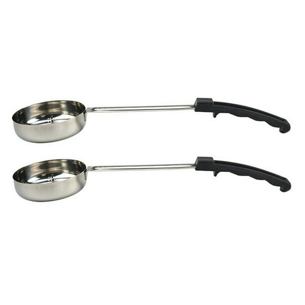 2X Cuchara de Salsa para Untar de Pizza Manejar de Goma Cuchara de Cocina de Fondo Plano Cuchara de Cocina de Acero Inoxidable Cuchara de Sopa para Mezclar Y Medir -6 Oz