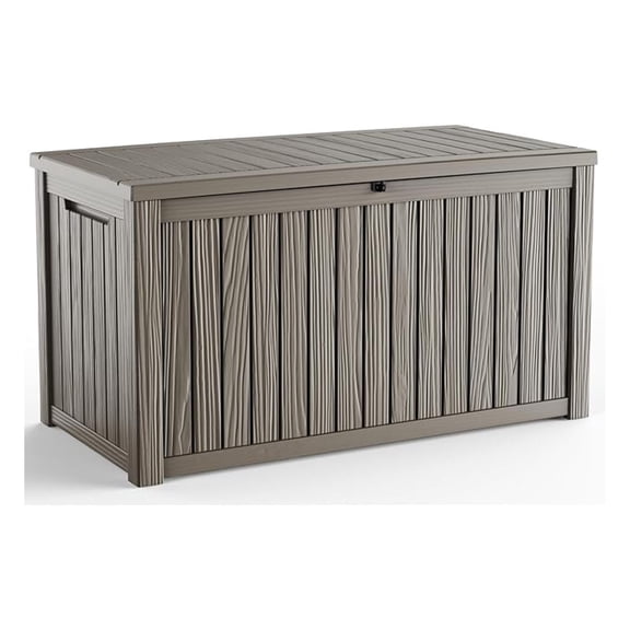 WDZS 150 Gallon Outdoor ,Storage Lockable Waterproof Patio Furniture,Garden Tools,Cushions,Pool Accessories Outside Storage Resin Box(Grey)