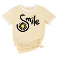 thumbnail image 5 of Women’s Graphic Print Tee Casual Short Sleeve T Shirt Funny Letter Printed T Shirts Summer Short Sleeve T-Shirt with Trendy Design for Daily Wear(Beige3,XXL), 5 of 5