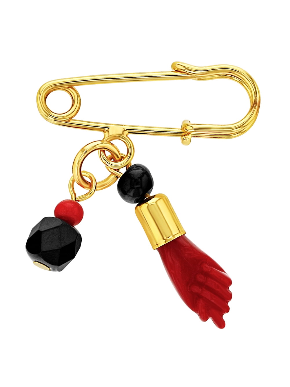In Season Jewelry Gold Plated Red Figa Hand Simulated Azabache Evil Eye Protection Baby Pin Brooch Walmart Com Walmart Com