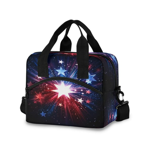 Meal Bag Large Capacity Handheld Lunch Bag Crossbody Insulated Bag for Office, Picnic, Travel Exploding Stars and Lights