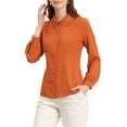 thumbnail image 1 of CURVOSPORT Chemise Boutonnée pour Femmes Col Peter Pan Manches Longues Blouse Ligne Princesse S Caramel, 1 of 7