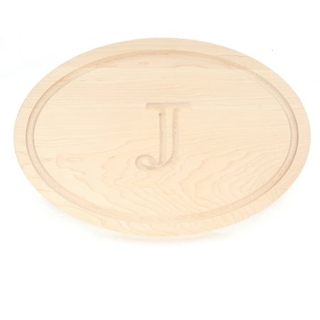 Trencher Board (BigWood Boards 420-J Carving Board, Oval Trencher with Juice Well, Large Monogrammed Cutting Board with Groove, Maple Wood Serving Tray,)