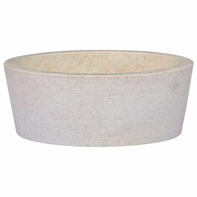 Lavabo de baño de mármol VidaXL, contemporáneo, color crema, 40 x 15 cm