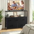 thumbnail image 6 of Atilioo 5 Drawer Dresser, Fabric Storage Chest with TV Stand, Open Shelf, Adjustable Feet, Bedroom or Living Room, Black, 6 of 11