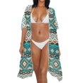 thumbnail image 3 of HELLHERO Multi-layer Diamonds Long Kimono Swimsuit Cover Up Breathable Polyester Casual Loose Bathing Suit Cover Up, 3 of 6