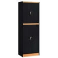 thumbnail image 1 of Pemberly Row Garde-Manger de Cuisine à 4 Portes avec 4 Tablettes 5 Compartiments - Noir et Beige, 1 of 5
