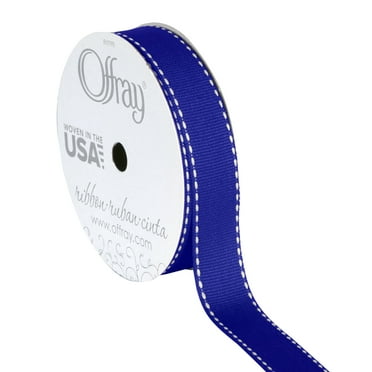 Offray Ribbon, Royal Blue 5/8 inch Grosgrain Polyester Ribbon, 9 feet