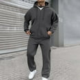 thumbnail image 5 of Men's Full-Zip Polo Jacket & Drawstring Pants Set, 2-Piece Regular Fit Casual Tracksuit with Pockets, Solid Color, Multiple Sizes, 5 of 9
