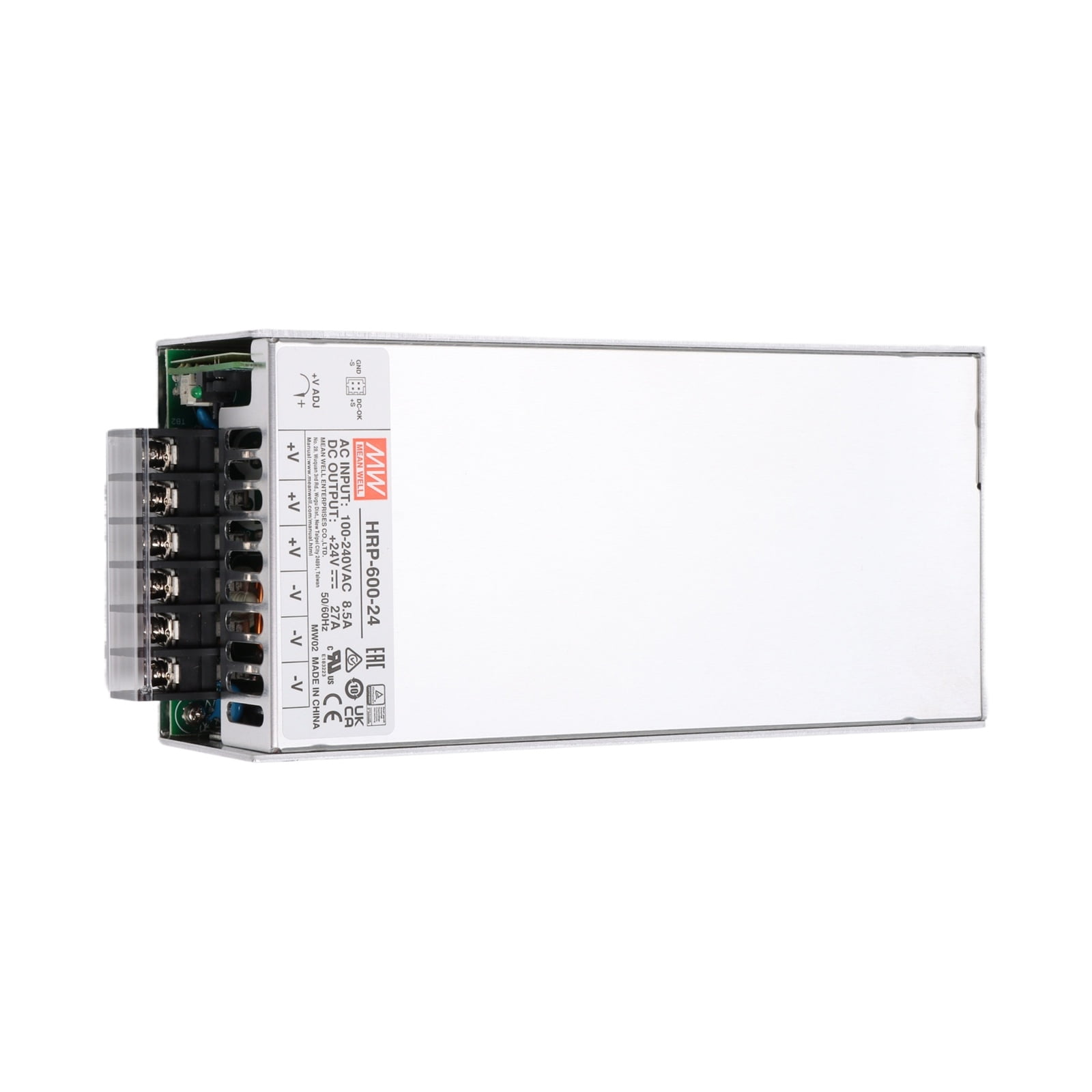 Feedannce 600W 24V 14.6A Industrial Switching Power Supply, DIN Rail Mount, MEAN WELL HRP-600-24
