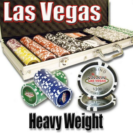 500ct. Las Vegas Casino 14g Poker Chip Set in Aluminum Metal Carry Case