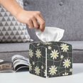 thumbnail image 3 of Honeii 's Daisies Flowers for Leather Square Tissue Box Cover Holder: A Stylish Organizer for Tabletops, Bathrooms, Cars & Offices, 3 of 5