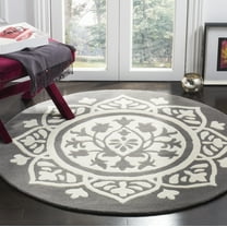 SAFAVIEH Bella Gabriel Abstract Wool Area Rug, Dark Grey/Ivory, 5' x 5' Round