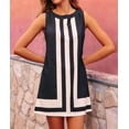 thumbnail image 2 of Women'S Boho Color Block Mini Dress Casual Summer Flowy Sleeveless Striped Dresses Beach Tank Sundress Black S, 2 of 5