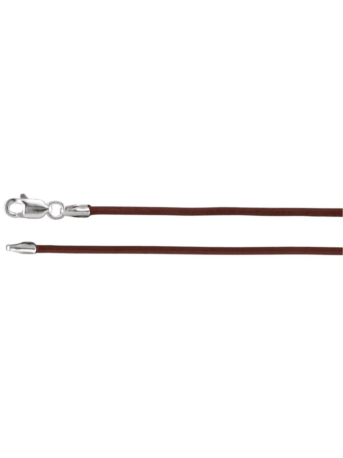 20" 1.5 mm Brown Leather Cord in Sterling Silver