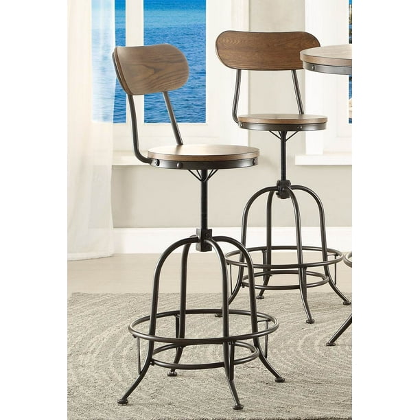Wood & Metal Counter Height Adjustable Swivel Chair,Set Of 2 Walmart