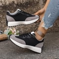 thumbnail image 5 of Rokment Womens Platform Walking Running Shoes Comfortable Vintage Suede Color Block Lace up Orthopedic Skate Tennis Fashion Sneakers Black Size 6.5, 5 of 7