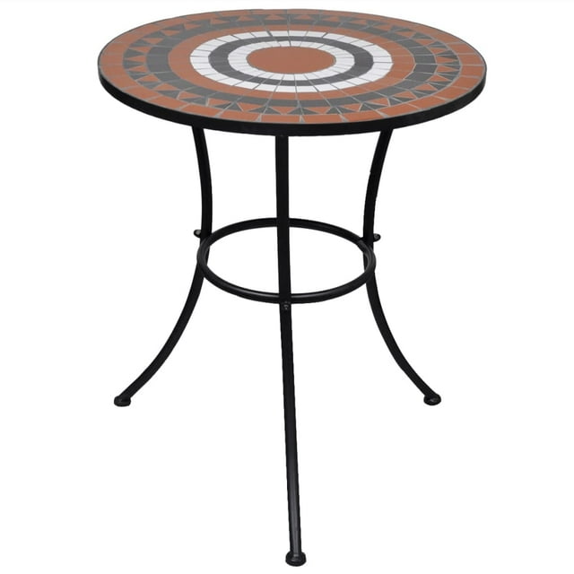 vidaXL Table de Bistrot Terre Cuite et Blanc 60 cm Mosaïque
