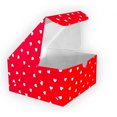 thumbnail image 1 of Caja para pasteles - Paquete 50 piezas, Color Rojo, Diseño Corazones, con Ventana de Acetato. Ideal para Pastelillos, Donas, Repostería, 1 of 4