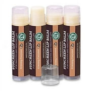 SPF Lip Balm 4-Pack .. by Earth's Daughter - .. Lip Sunscreen, SPF 15, .. Organic Ingredients, Coconut Flavor, .. Beeswax, Coconut Oil, Vitamin .. E - Hypoallergenic, Paraben .. Free, Gluten Free, New